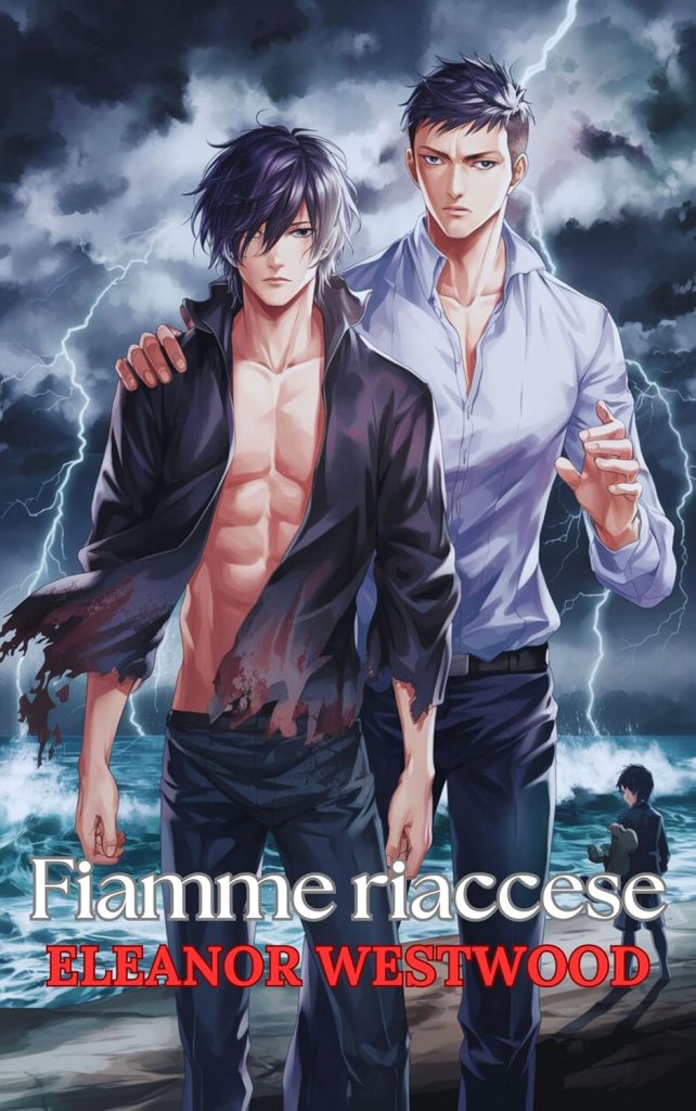 Copertina del libro Fiamme riaccese di Eleanor Westwood. Romance lgbtq+ m/m